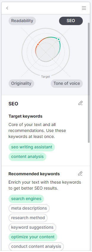 Semrush SEO Writing Assistant tool SEO