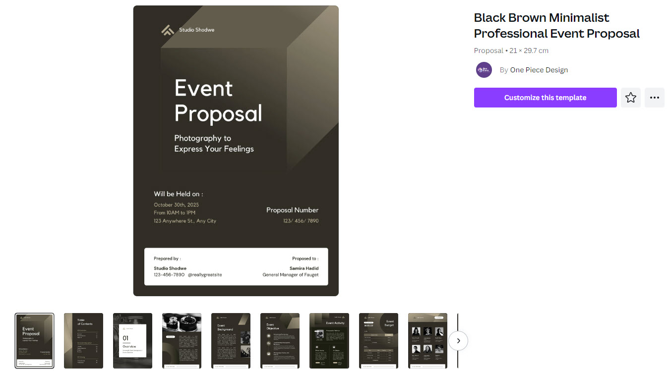 Black Brown Minimalist Professional Event Proposal