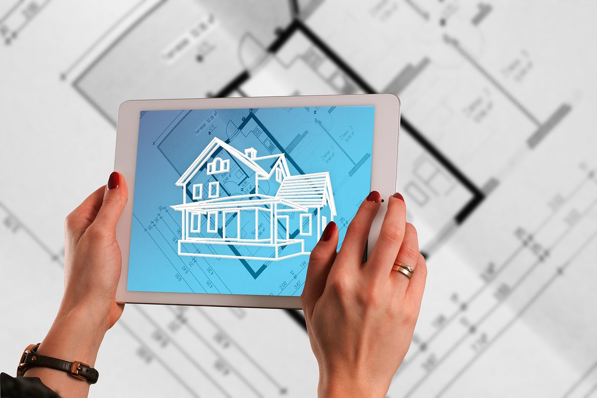 Augmented-Reality-Ansichtsplan auf einem Tablet