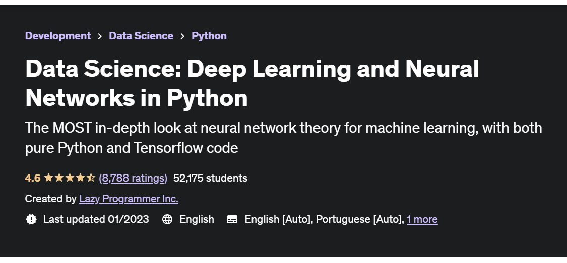 cours d'udemy's-data-science-deep-learning-and-neural-network