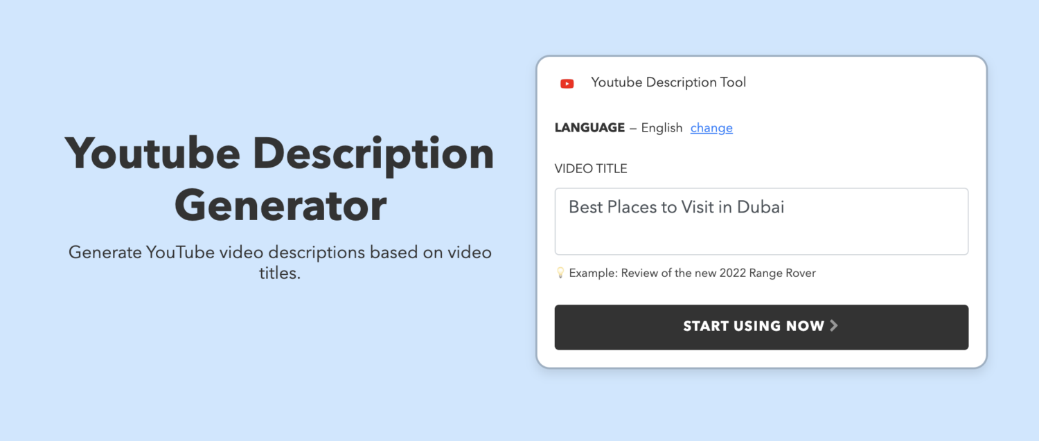 Video Description Generator Tool