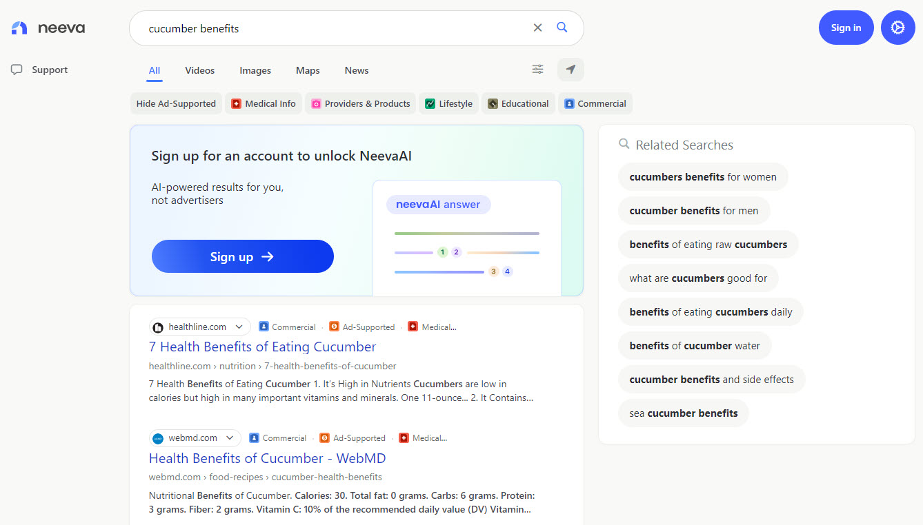 Application de recherche IA générative Neeva
