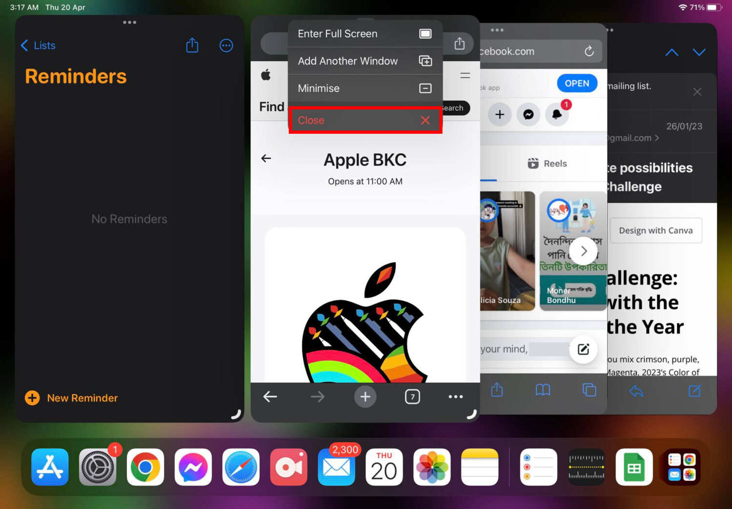 Close an app on Stage Manager