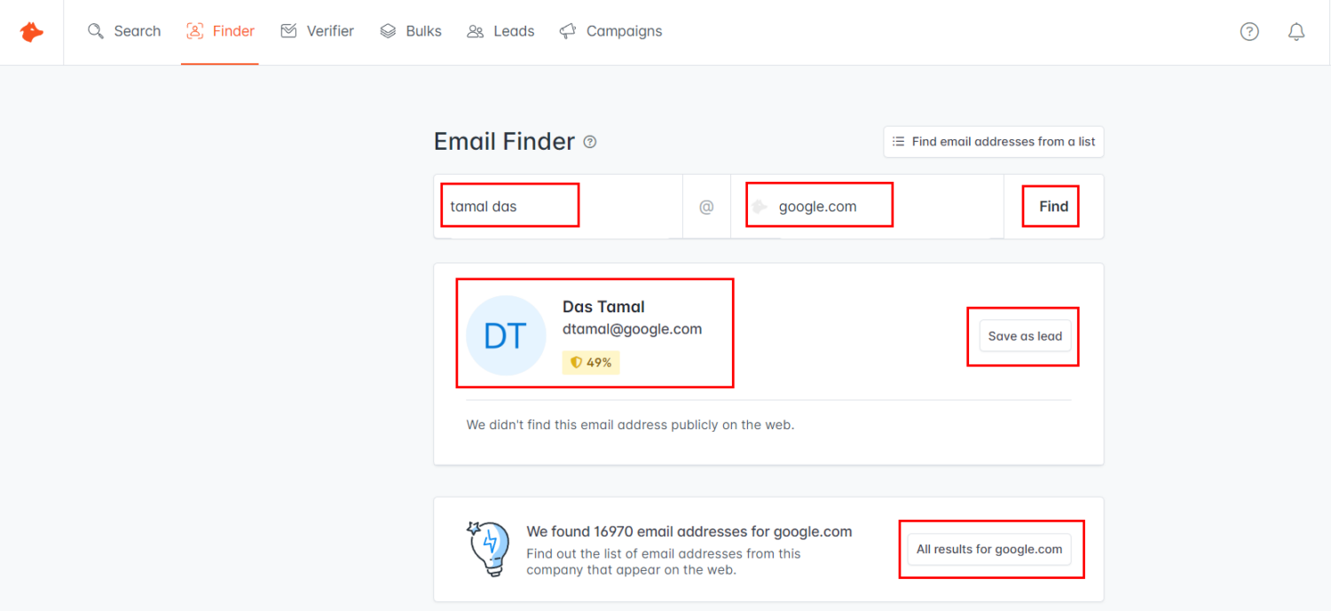 Hunter for Firefox: Email Finder extension