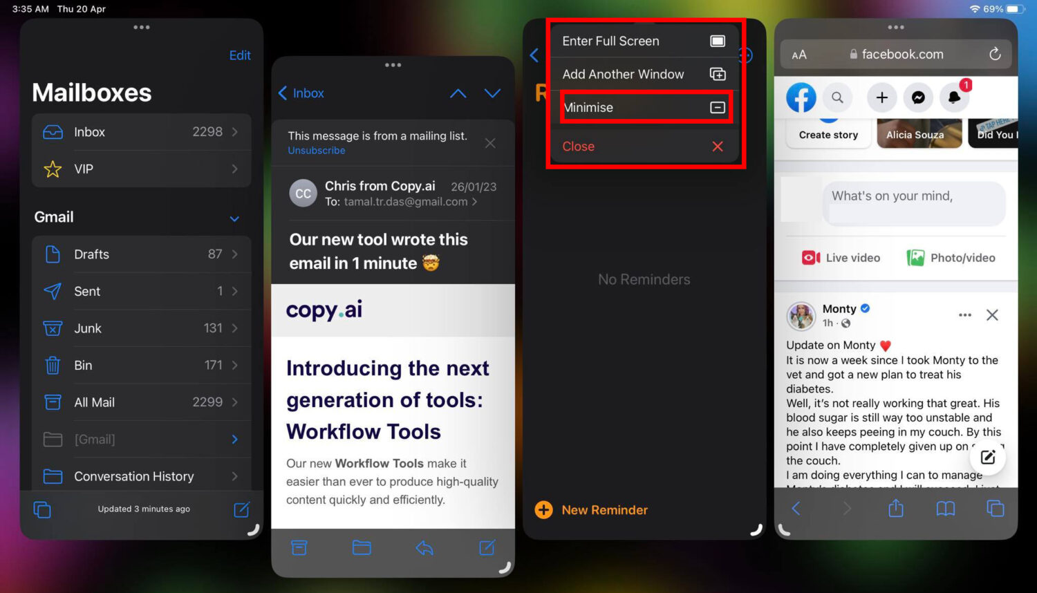 Minimize apps on Stag Manager