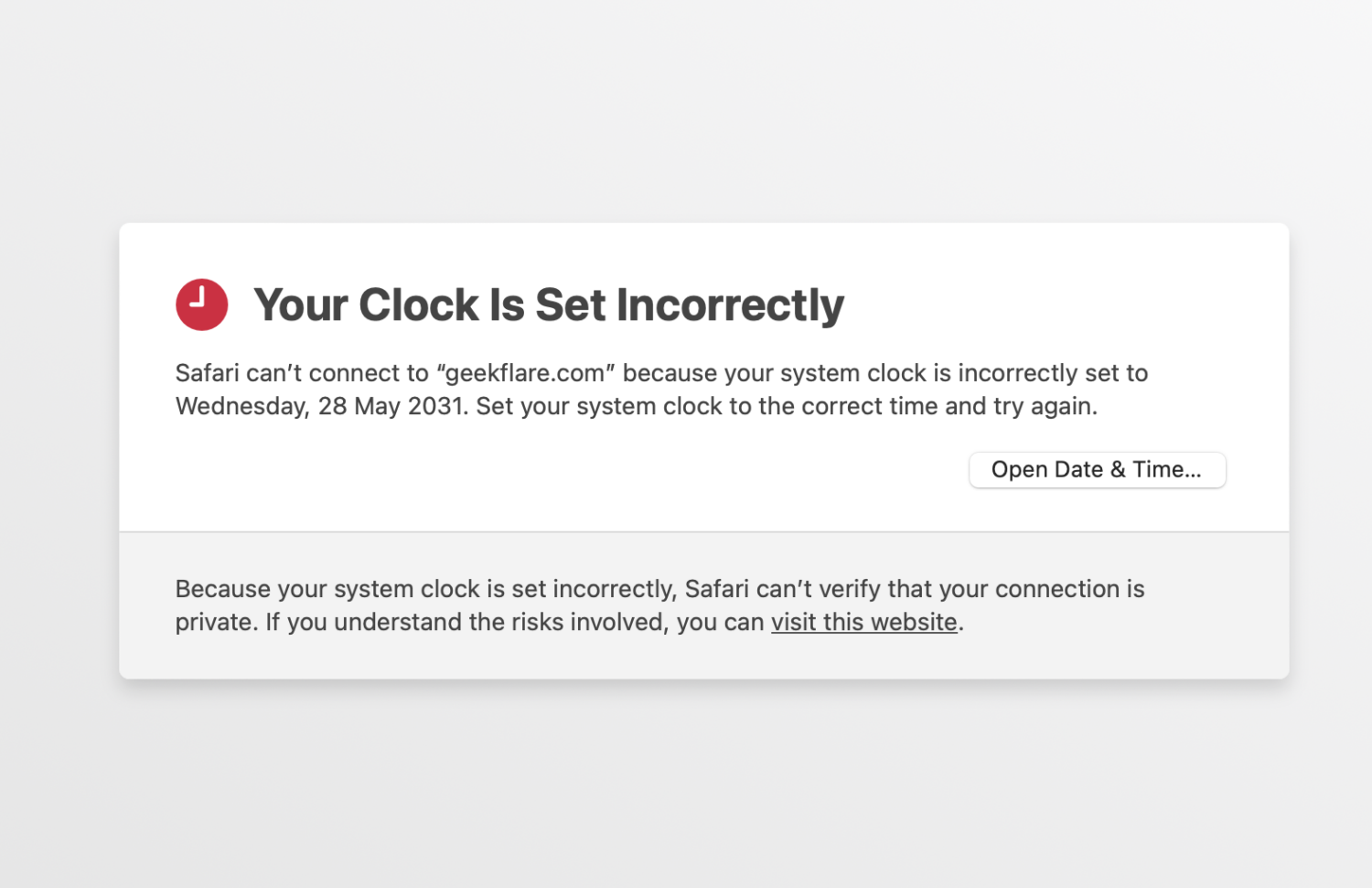 [Fixed] "Your Clock is Ahead" Error on Mac Geekflare