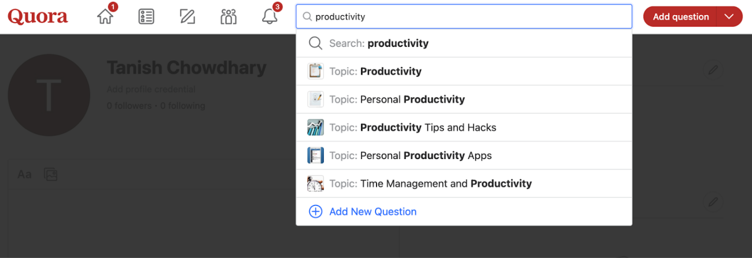 search for a relevant topic