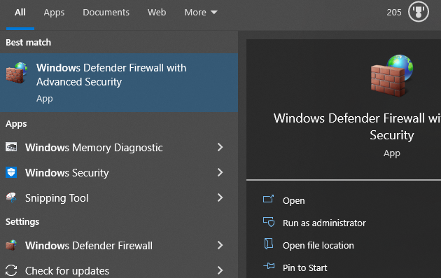 windows defender firewall with advanced security