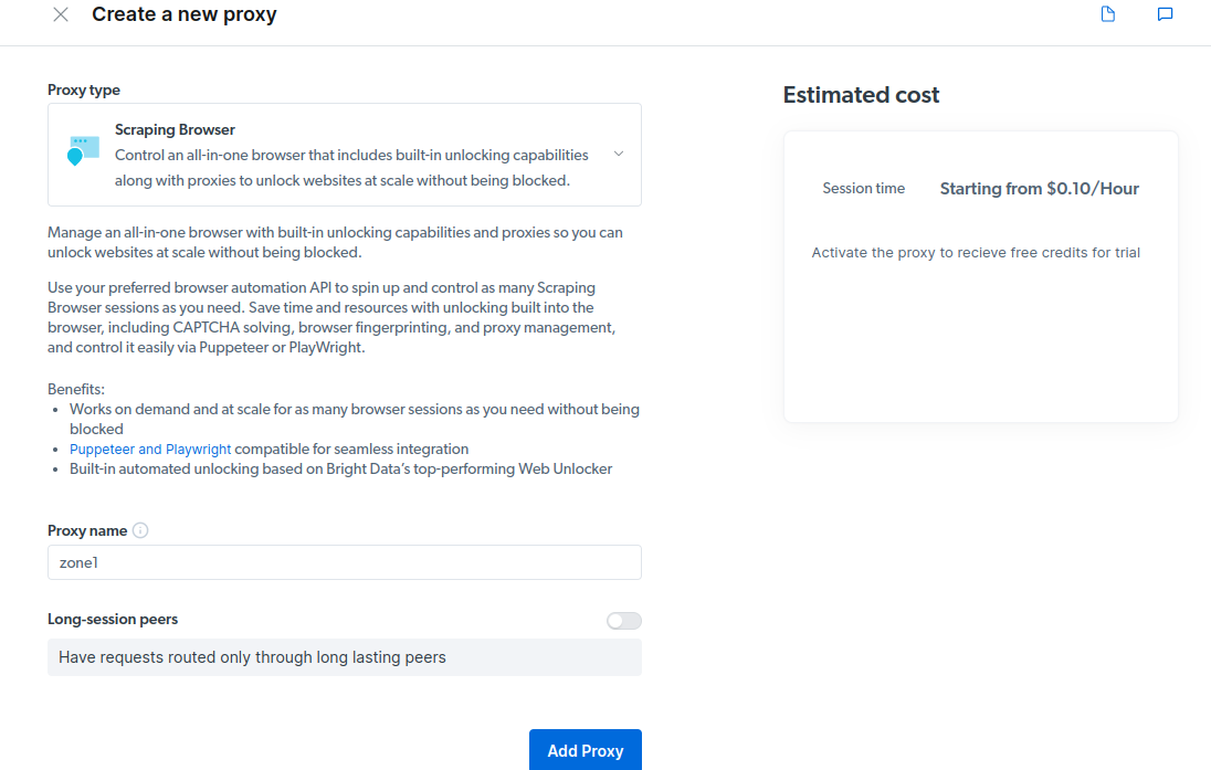 Crear nuevo proxy