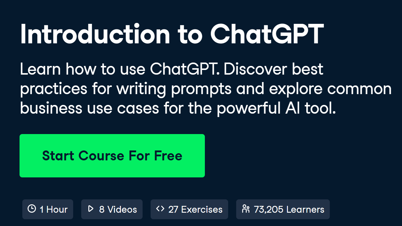 Introduction to ChatGPT a Course by DataCamp