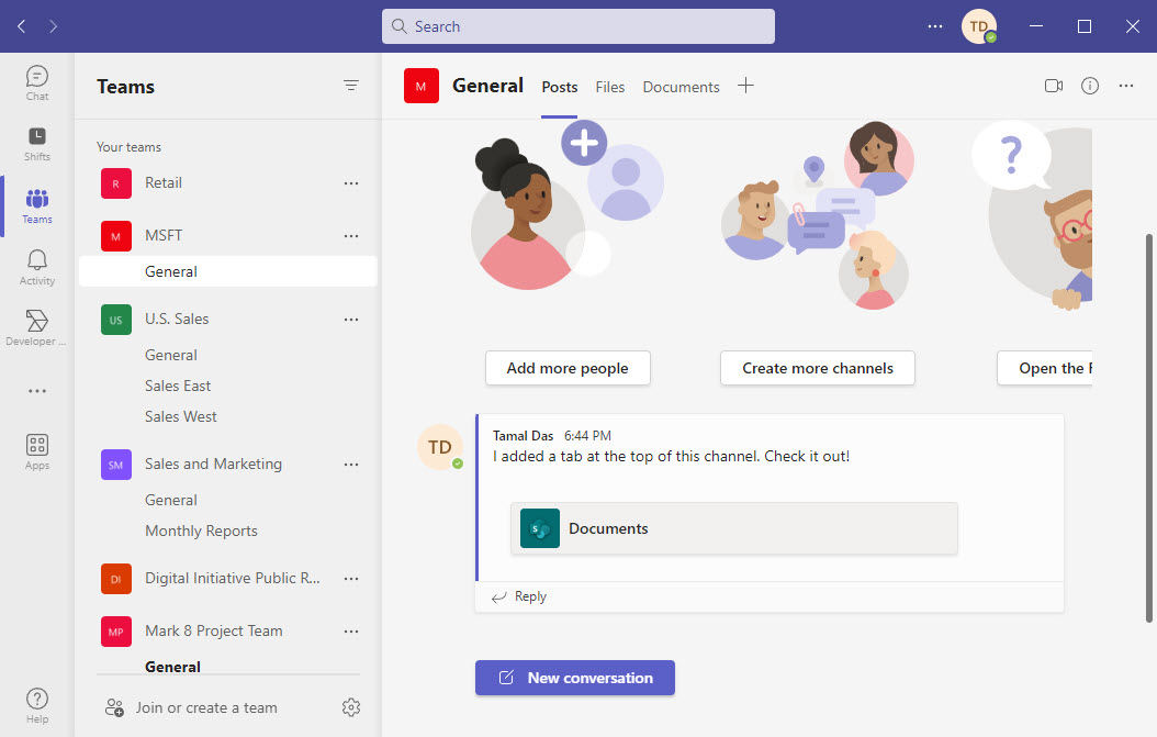 MIcrosoft Teams User Interface