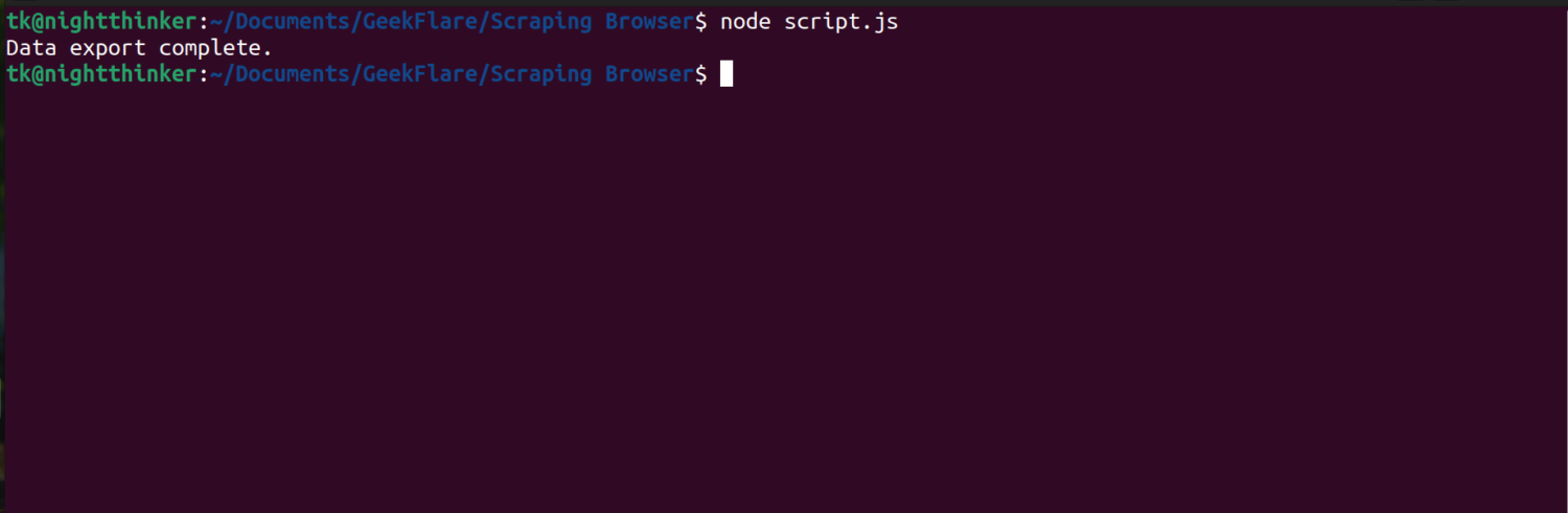exportar datos de Scraping Browser