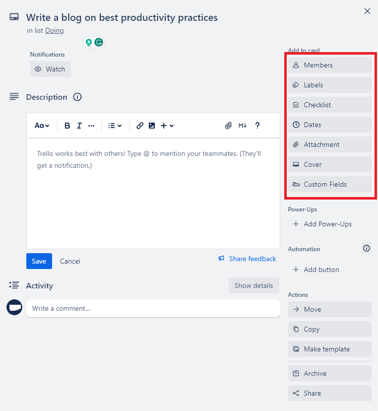 Trello collaboration features