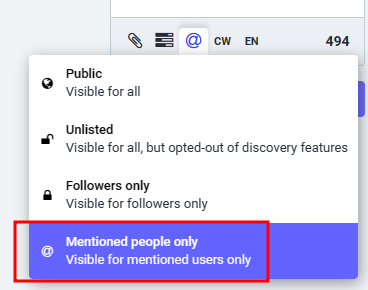 mastodon private mention