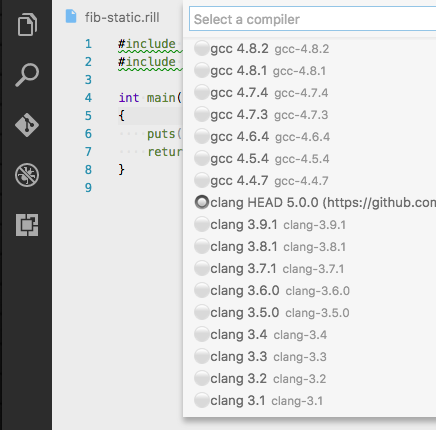 A screen shot of Wandbox Compilers.