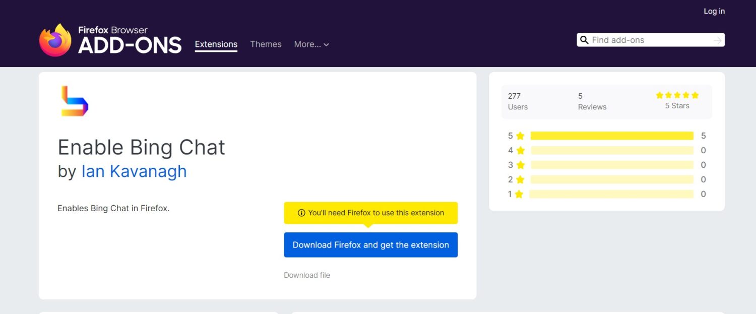 A screen shot of the Microsoft Bing Chat AI add-ons enabled in a web browser.