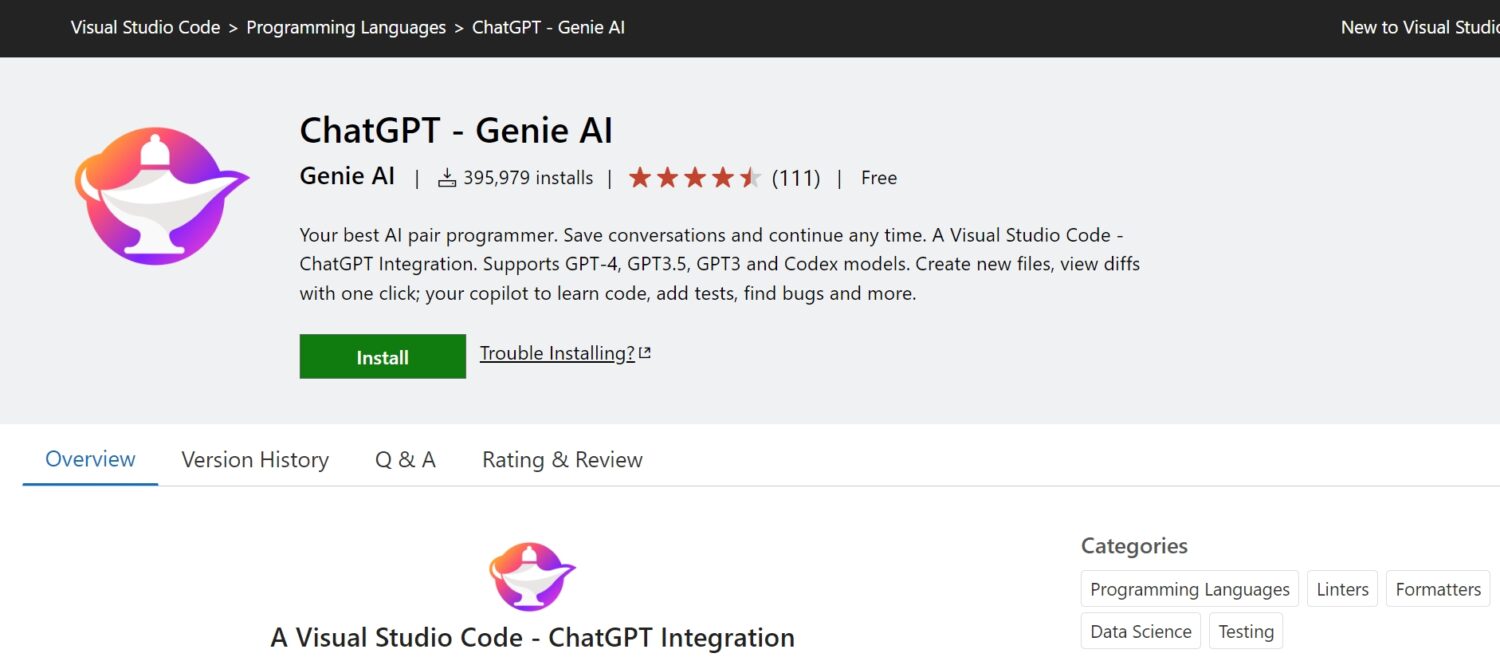 genieai chatgpt vscode extension