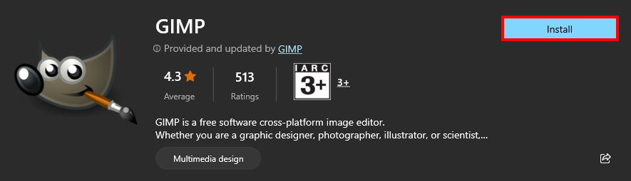 Install GIMP using Microsoft Store