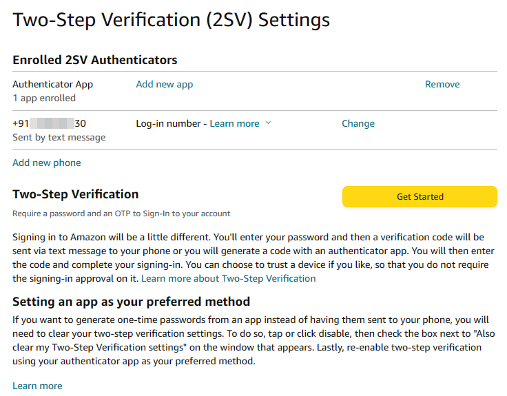 Two step verification ssi settings.