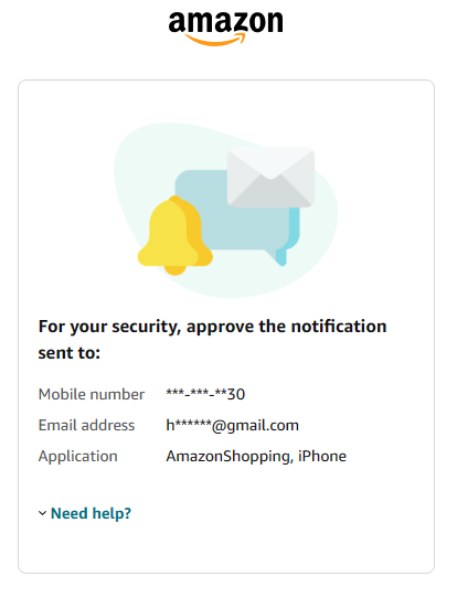 Amazon e-commerce security approval email.