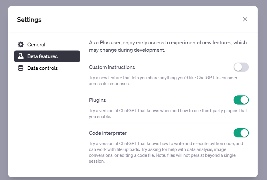 A screen displaying the plugin settings for chatGPT.