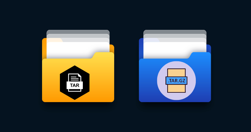 Two .tar.gz file folder icons on a black background.