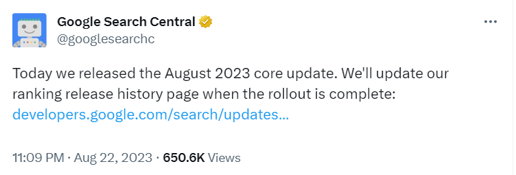 Mise à jour de l'algorithme Googleateet 2023
