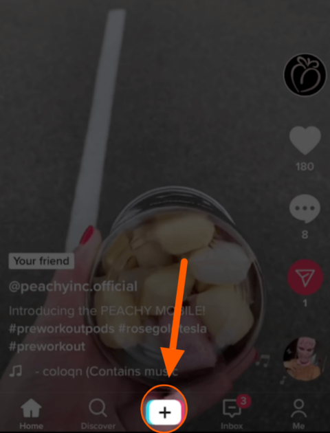 Click The plus icon on TikTok