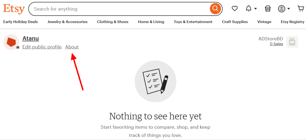 Etsy About Section