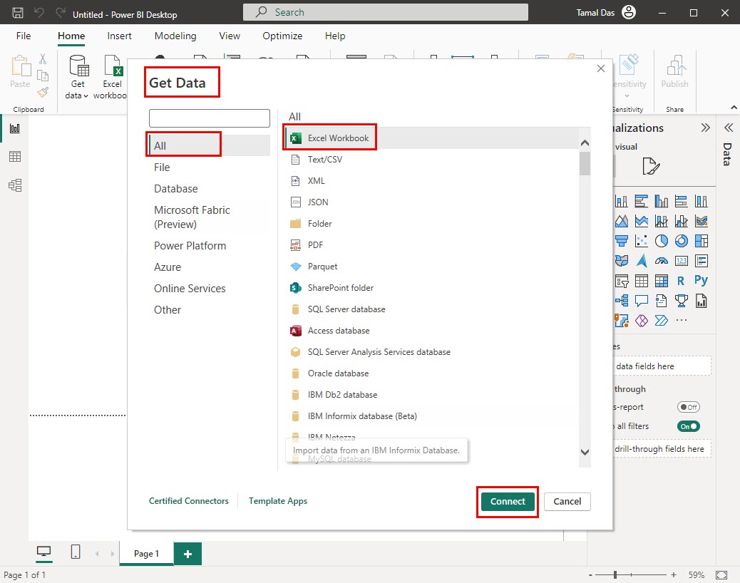 Excel workbook connect