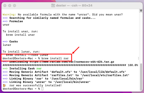 Install RAR on Brew