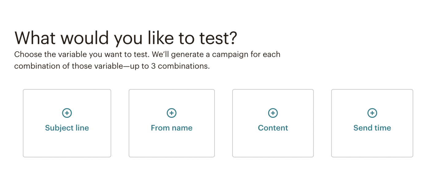 Mailchimp AB Test Types