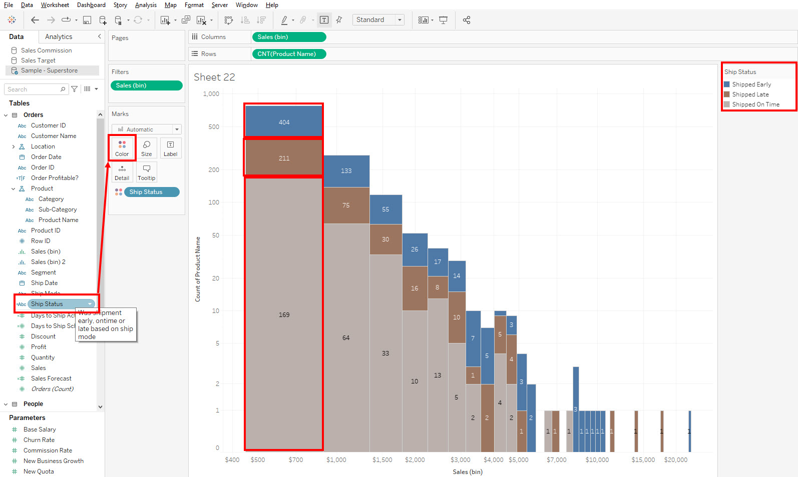 New measure on color tab