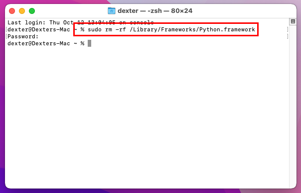 Uninstall Python framework from Terminal