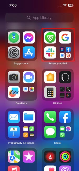 iOS app library