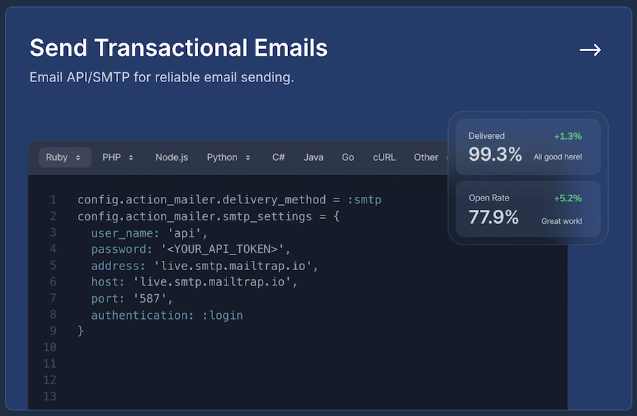 mailtrap transaction emails
