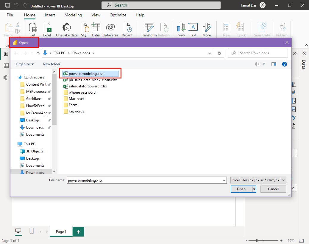 powerbi excel file