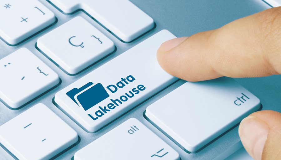 Data Lakehouse - Inscription on Blue Keyboard Key.