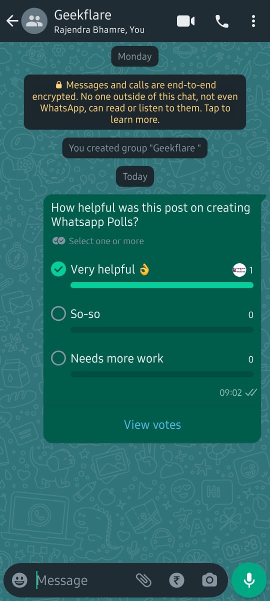 how to add voting in whatsapp chat