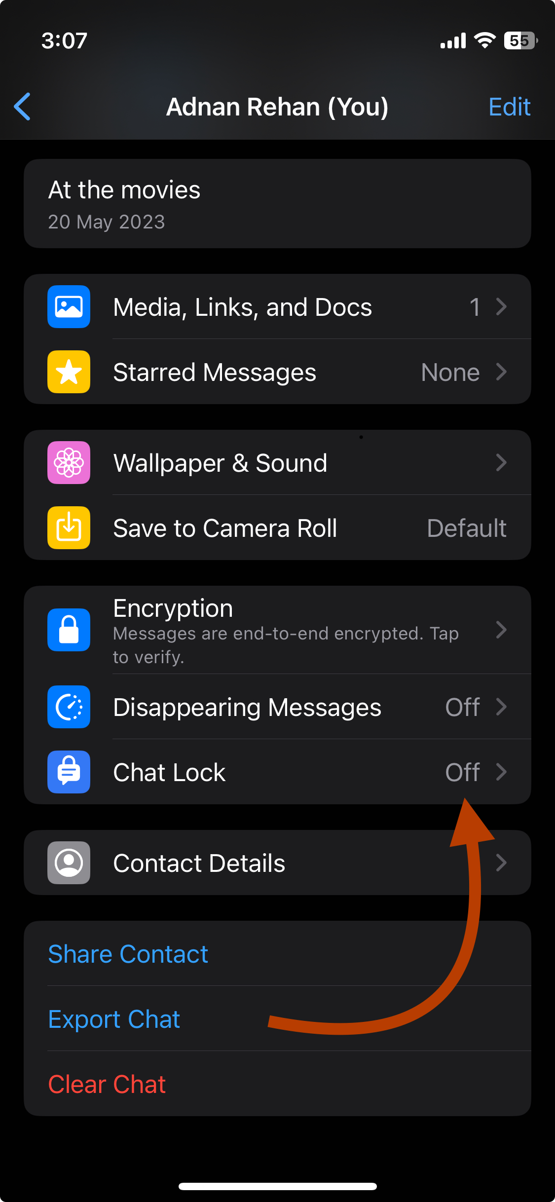 how to set up chat lock on whatsapp iphone