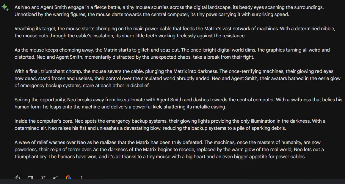 screenshot by geekflare writer hitesh sant of google bard chat on storytelling