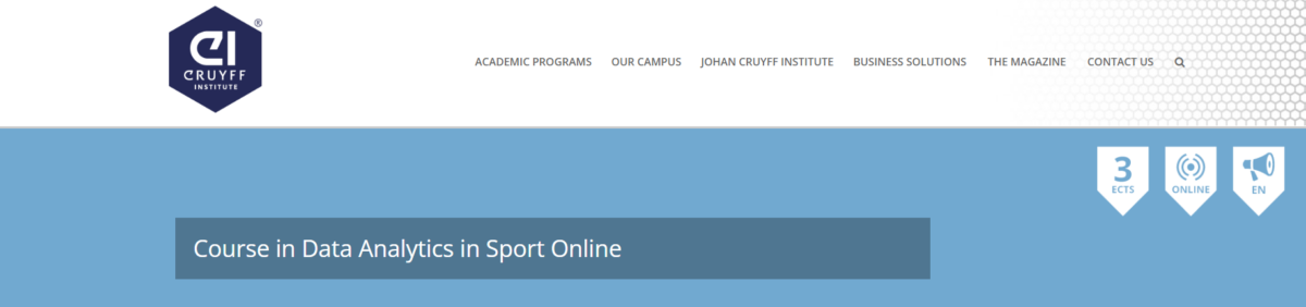 Course in Data Analytics in Sport Online: Johan Cruyff Institute