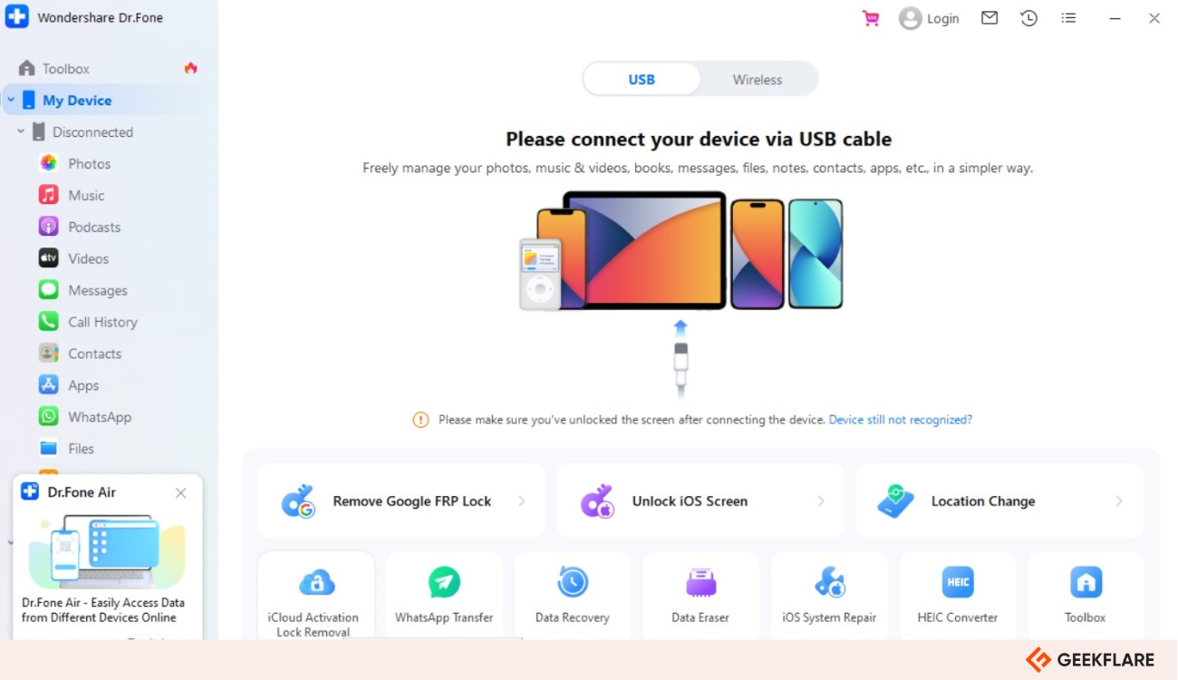 Wondershare Dr.Fone Product Screenshot