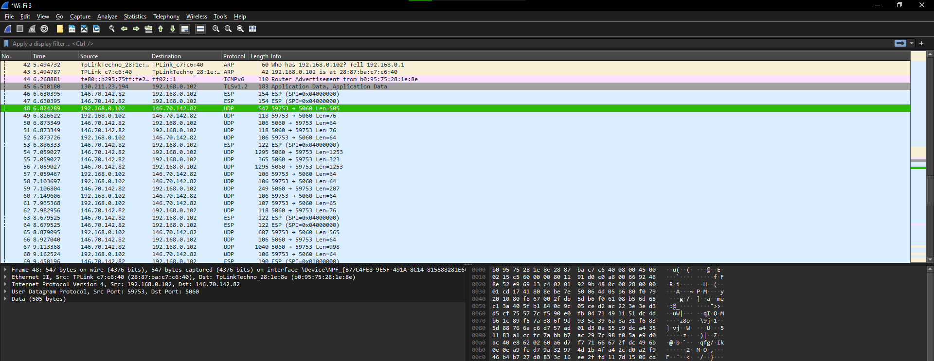 Capturing packets with UDP - VPN