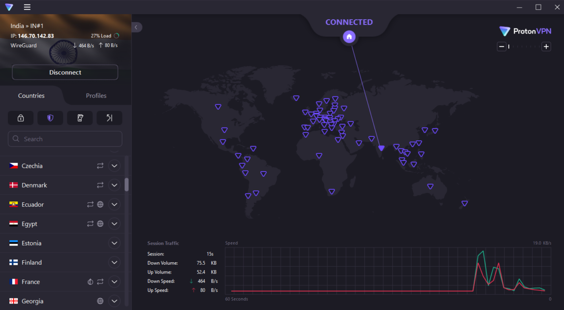 Proton VPN interface