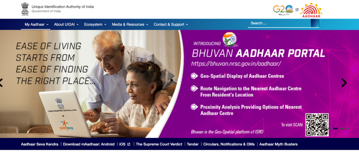 Go to the UIDAI's official website