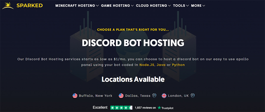 Discord bot hosting Sparked Host.