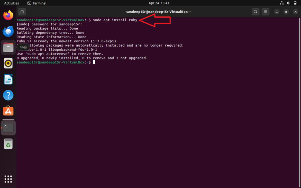 Ruby Installation Command on Ubuntu 