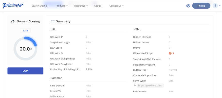 Criminal IP Dashboard