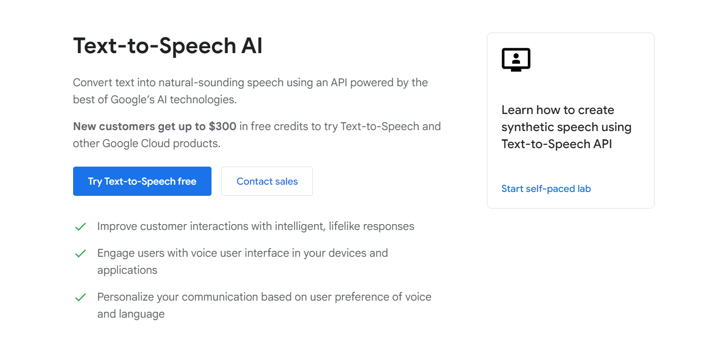 Google Cloud Text to speech software 